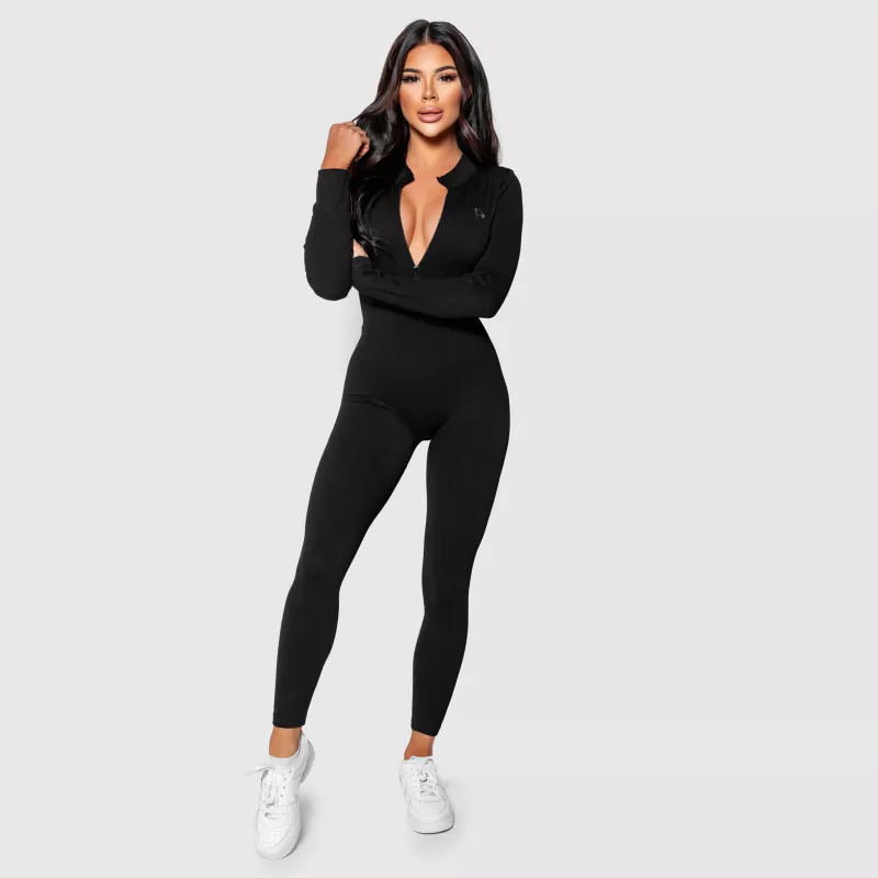 Női bordázott  overál Iron Aesthetics Rib Lady, fekete-2
