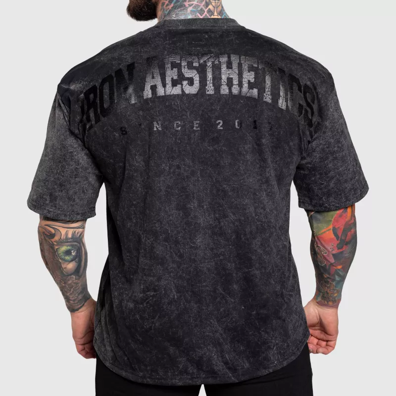 Oversize póló Iron Aesthetics College, washed black-1
