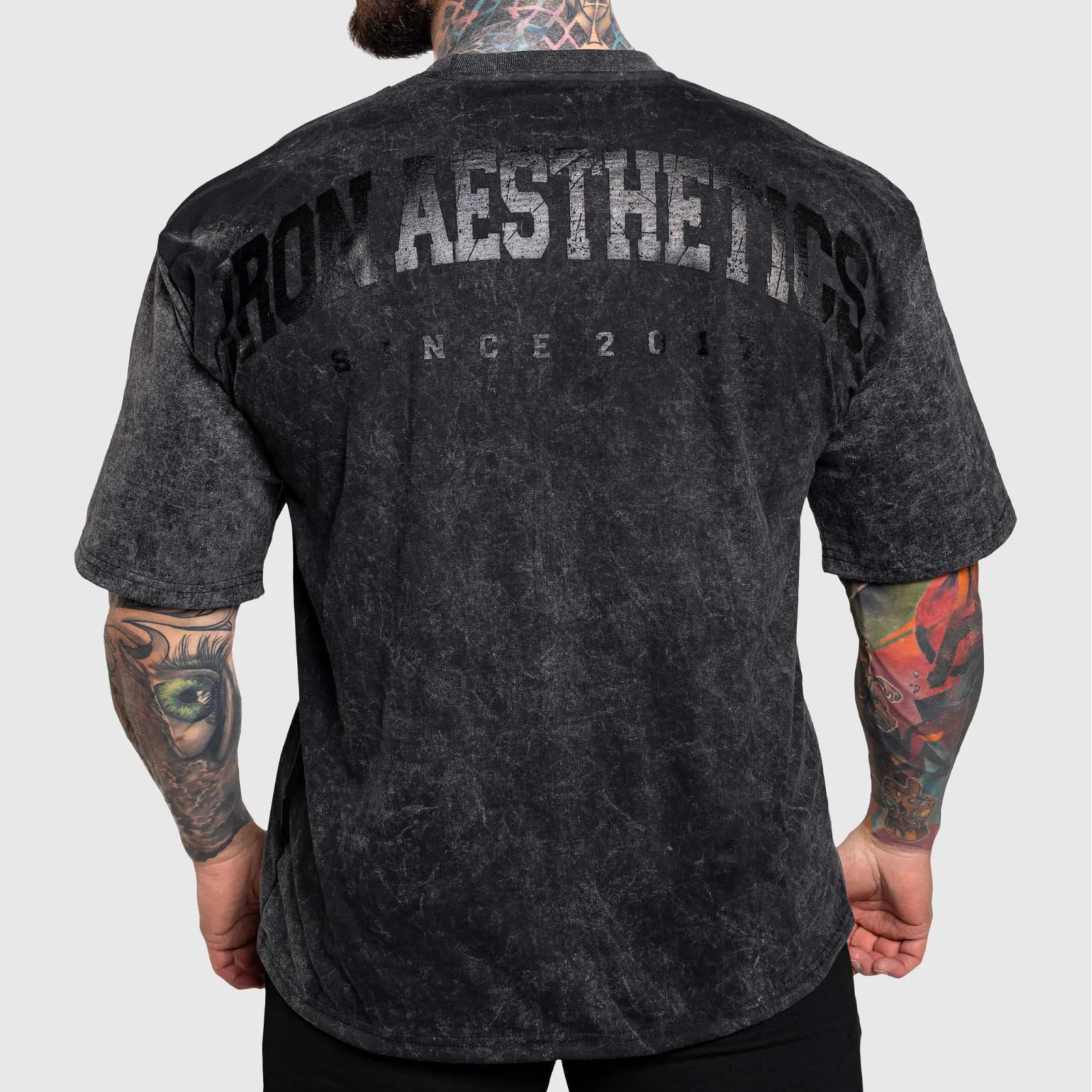 Oversize póló Iron Aesthetics College, washed black-1