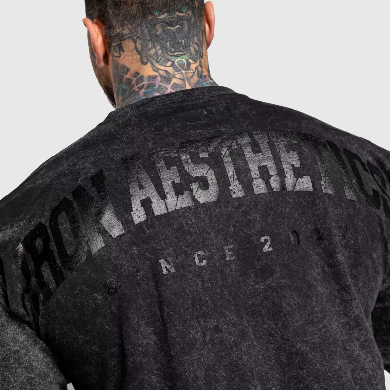 Oversize póló Iron Aesthetics College, washed black-5