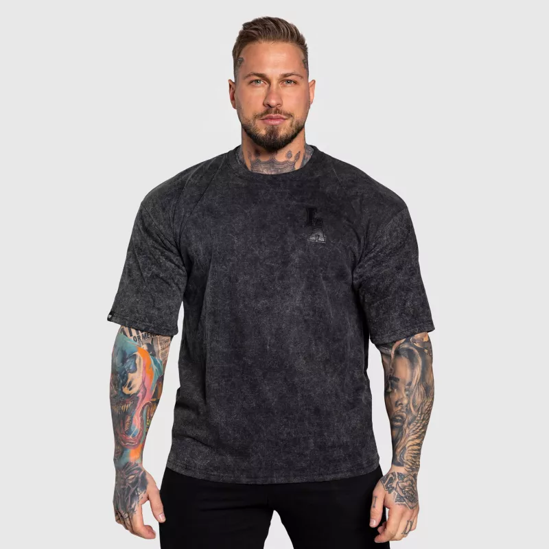 Oversize póló Iron Aesthetics College, washed black-3