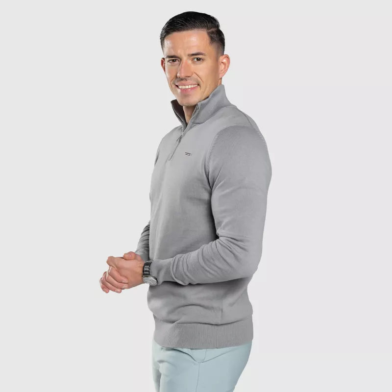 Kötött pulóver cipzárral Iron Aesthetics Tomas, szürke-5