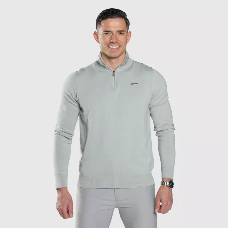Kötött pulóver cipzárral Iron Aesthetics Tomas, sage zöld-1