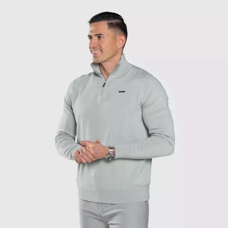 Kötött pulóver cipzárral Iron Aesthetics Tomas, sage zöld-4