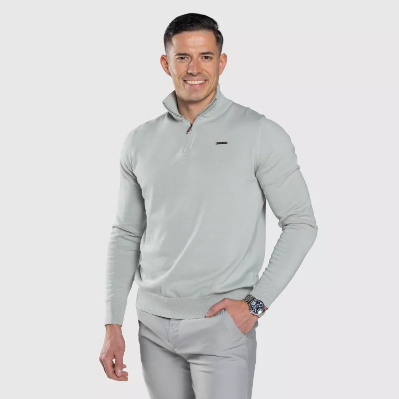 Kötött pulóver cipzárral Iron Aesthetics Tomas, sage zöld-3