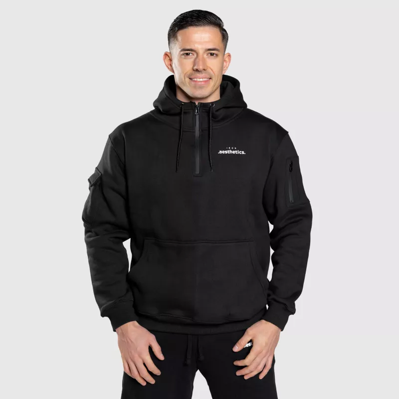 Oversize cipzáros pulóver Iron Aesthetics Loaded, fekete-3