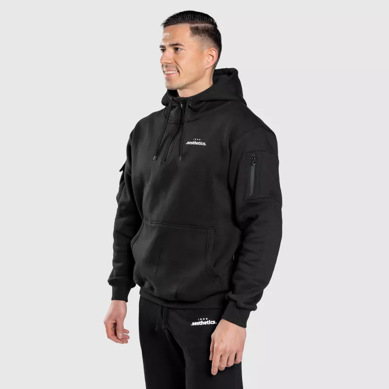 Oversize cipzáros pulóver Iron Aesthetics Loaded, fekete-2