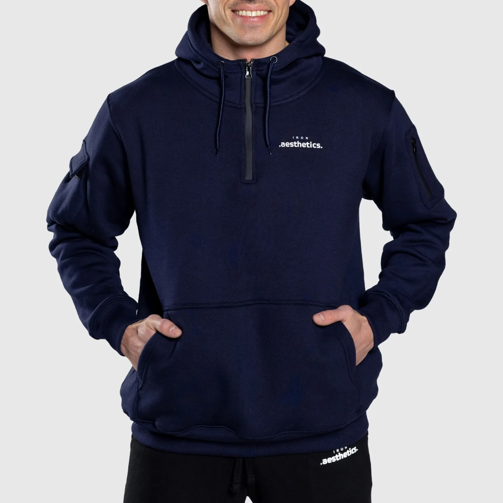 Oversize cipzáros pulóver Iron Aesthetics Loaded, navy-1