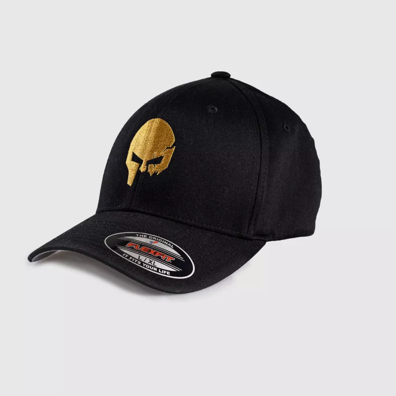 Férfi siltes sapka Iron Aesthetics FlexFit SKULL GOLD, fekete-2