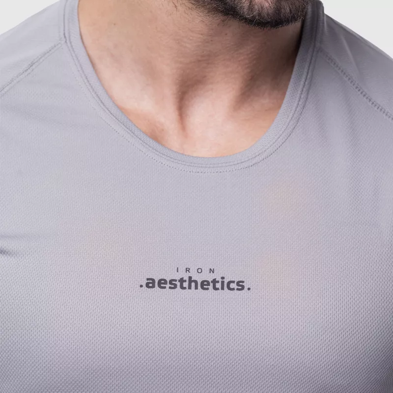 Férfi sportpóló Iron Aesthetics Training, szürke-5