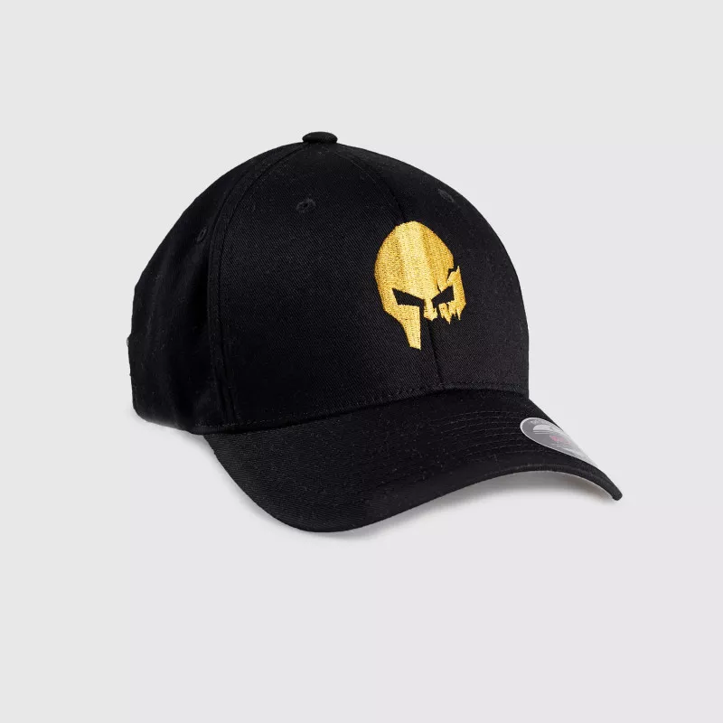 Férfi siltes sapka Iron Aesthetics FlexFit SKULL GOLD, fekete-3