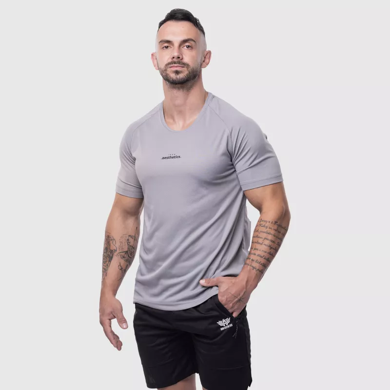Férfi sportpóló Iron Aesthetics Training, szürke-7