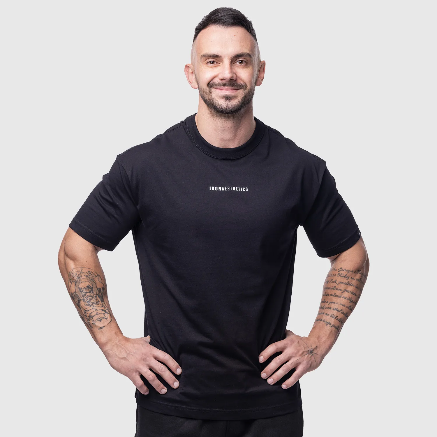 Oversize póló Iron Aesthetics Vibe Tee, fekete-1