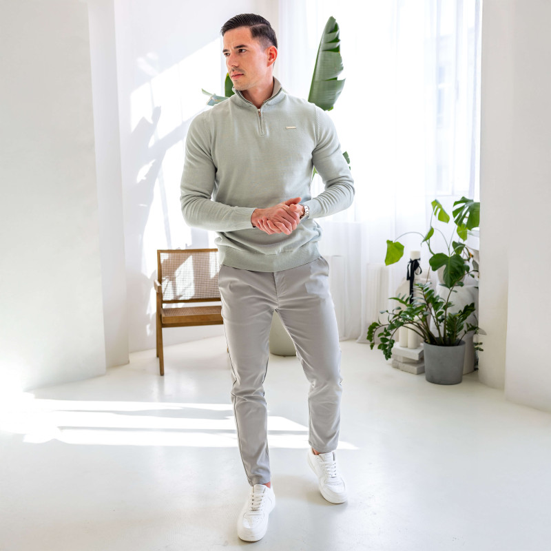 Kötött pulóver cipzárral Iron Aesthetics Tomas, sage zöld · záber 10