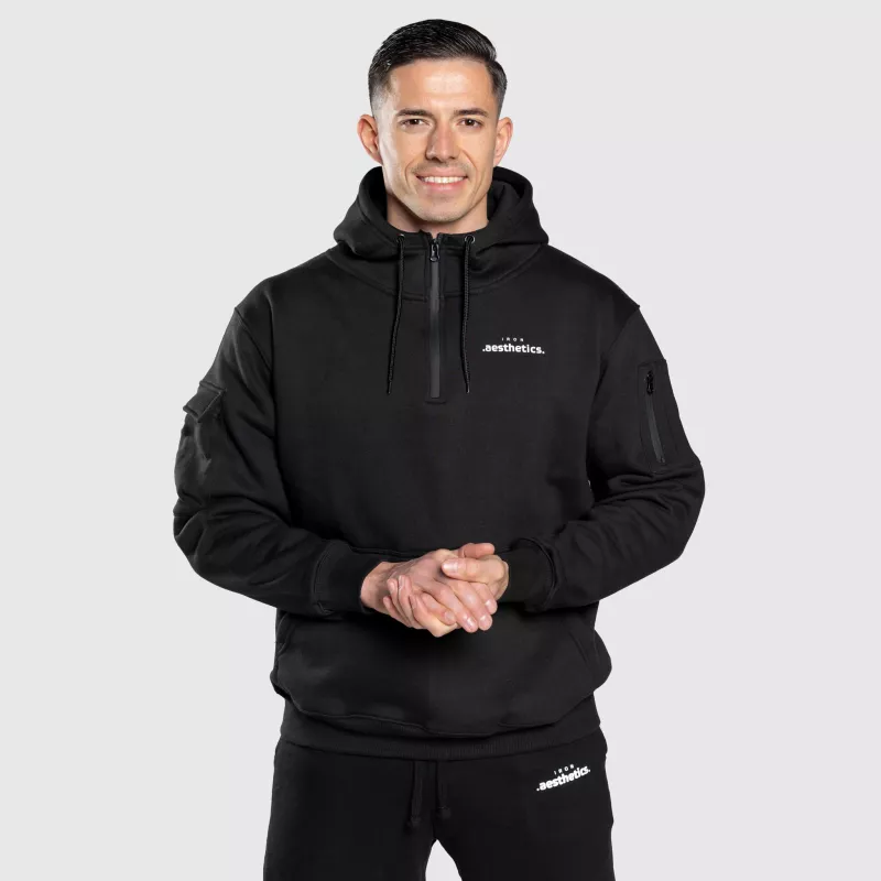 Oversize cipzáros pulóver Iron Aesthetics Loaded, fekete-6