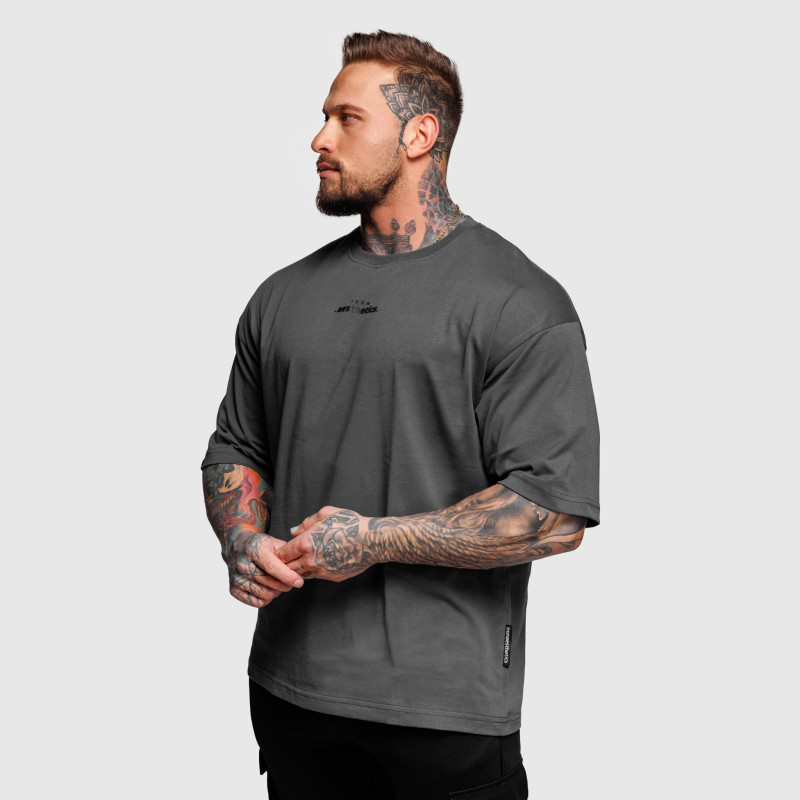 Oversize póló Iron Aesthetics Major, szürke · záber 7