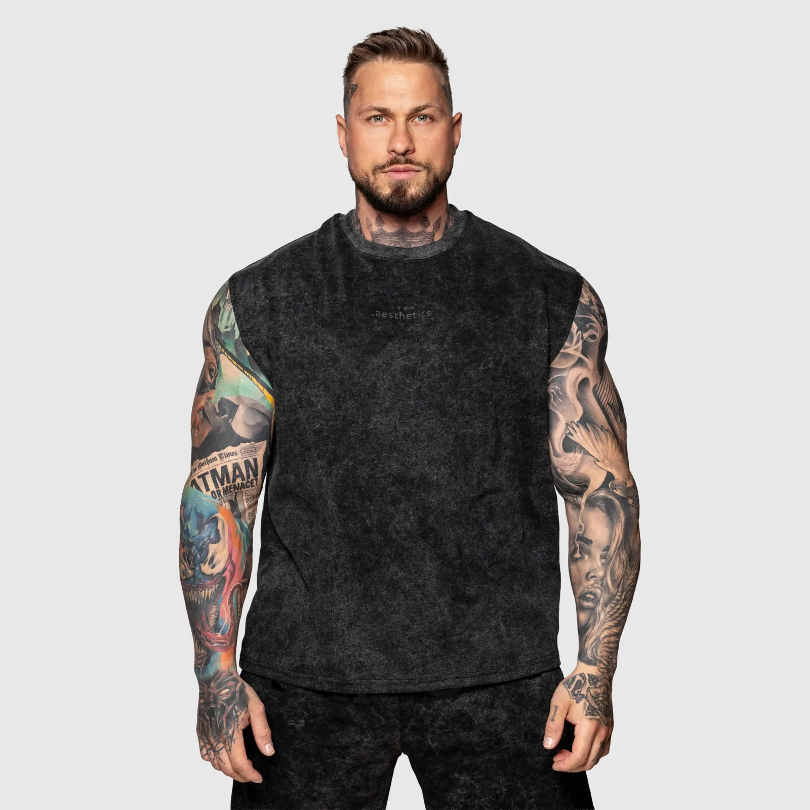 Férfi atléta Iron Aesthetics Muscle Tee, washed black-1