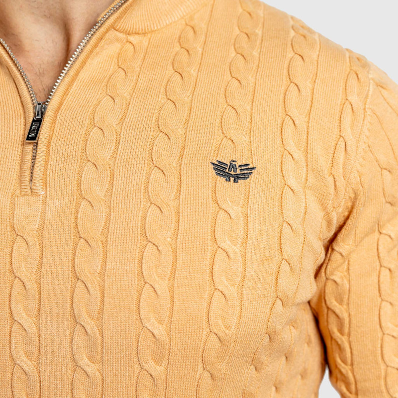 Férfi kötött pulóver Iron Aesthetics Cable Knit, camel · záber 7
