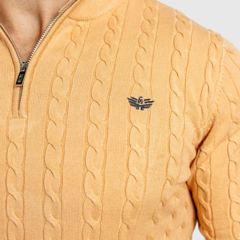 Férfi kötött pulóver Iron Aesthetics Cable Knit, camel-7