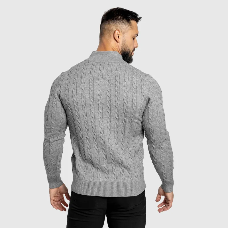 Férfi kötött pulóver Iron Aesthetics Cable Knit, szürke-7