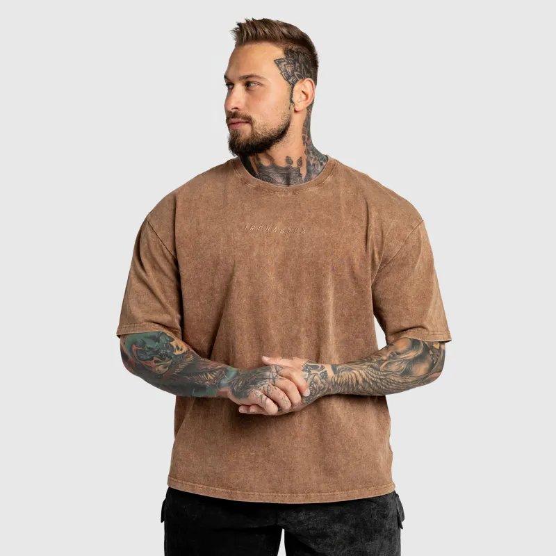 Oversized póló Iron Aesthetics Heritage, washed brown-3