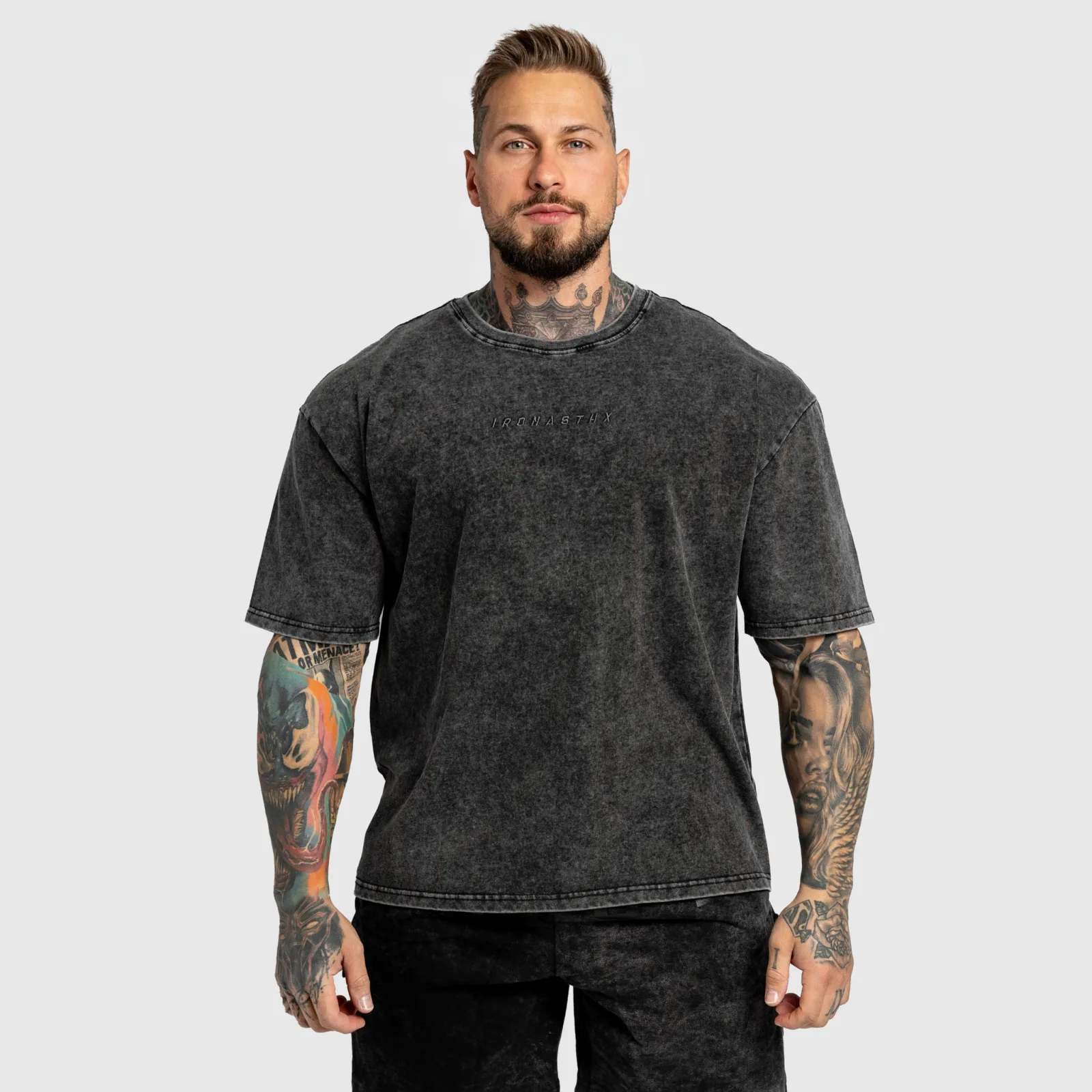 Oversized póló Iron Aesthetics Heritage, washed black-1