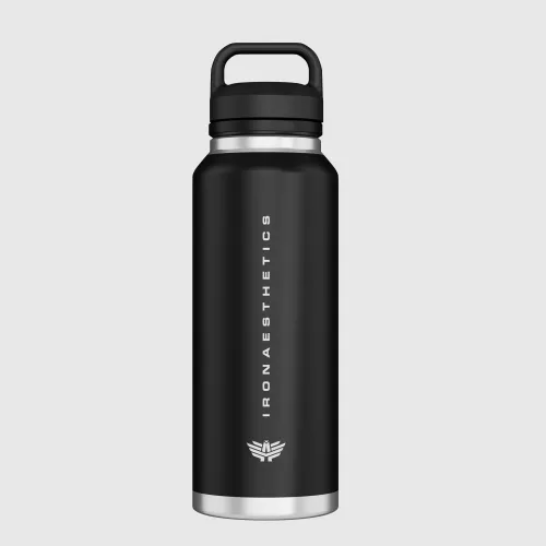 Rozsdamentes acél kulacs Iron Aesthetics TwinCap 800 ml, fekete