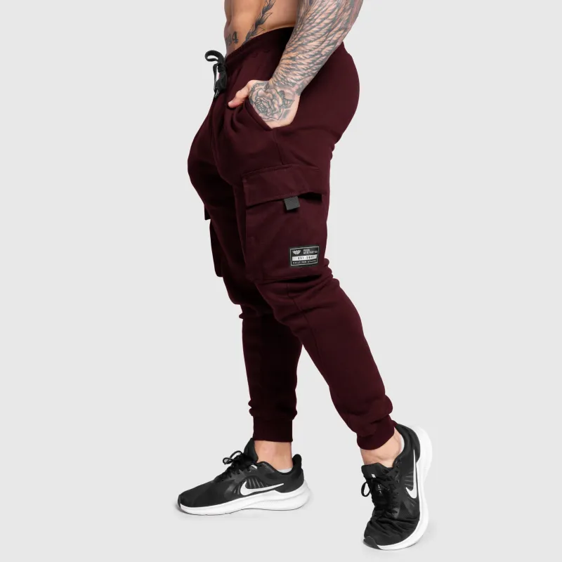 Férfi melegítőnadrág Iron Aesthetics Cargo Joggers, bordó-1