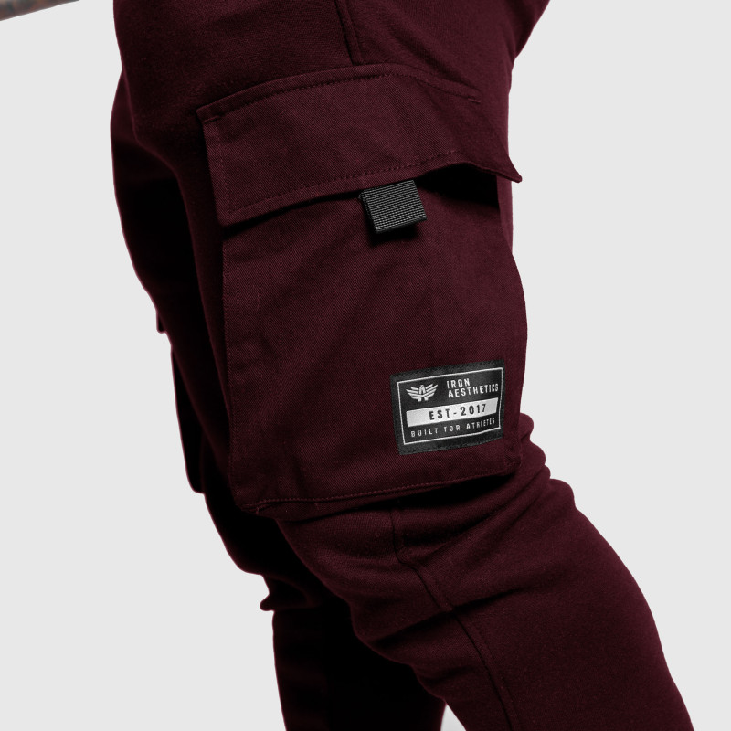 Férfi melegítőnadrág Iron Aesthetics Cargo Joggers, bordó · záber 7