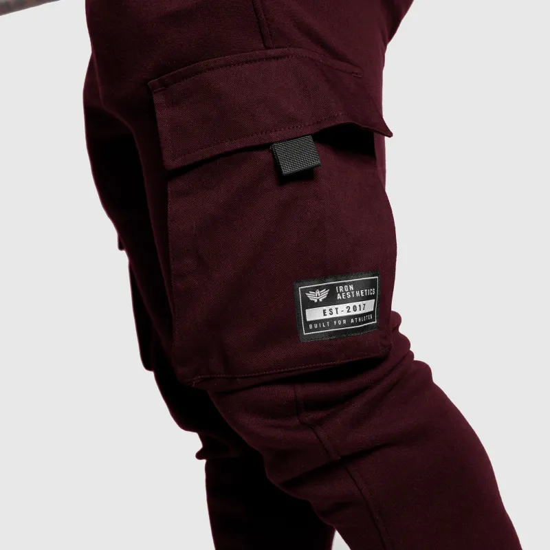 Férfi melegítőnadrág Iron Aesthetics Cargo Joggers, bordó-7