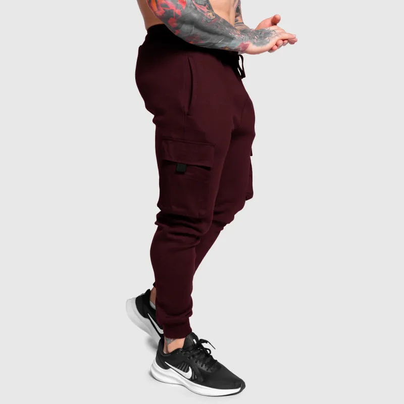 Férfi melegítőnadrág Iron Aesthetics Cargo Joggers, bordó-5