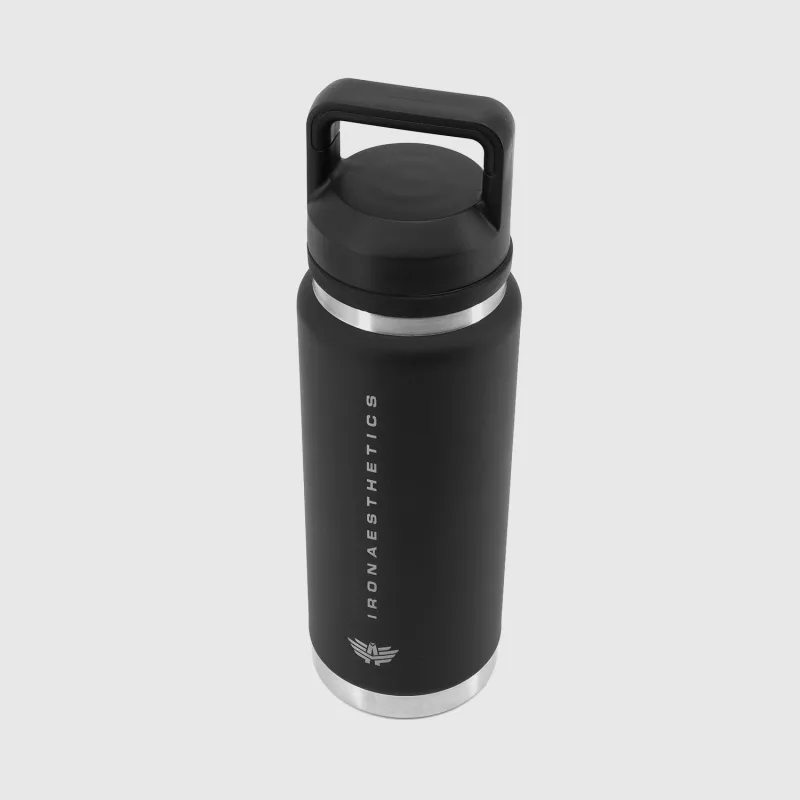 Rozsdamentes acél kulacs Iron Aesthetics TwinCap 800 ml, fekete-4