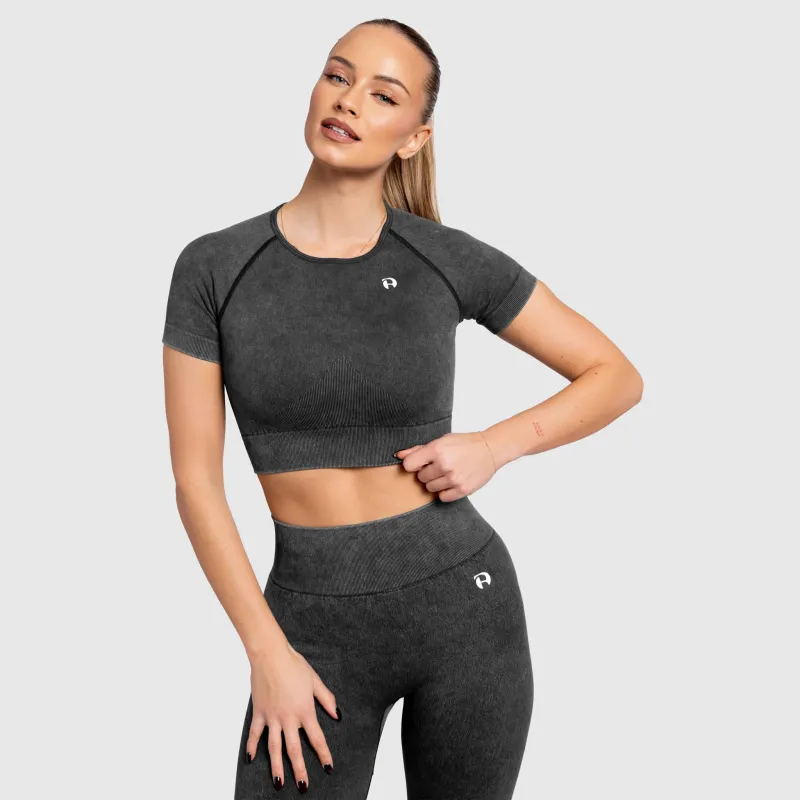 Női crop top Iron Aesthetics Faded, washed black-3