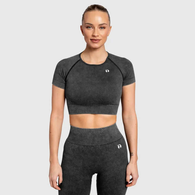 Női crop top Iron Aesthetics Faded, washed black-4