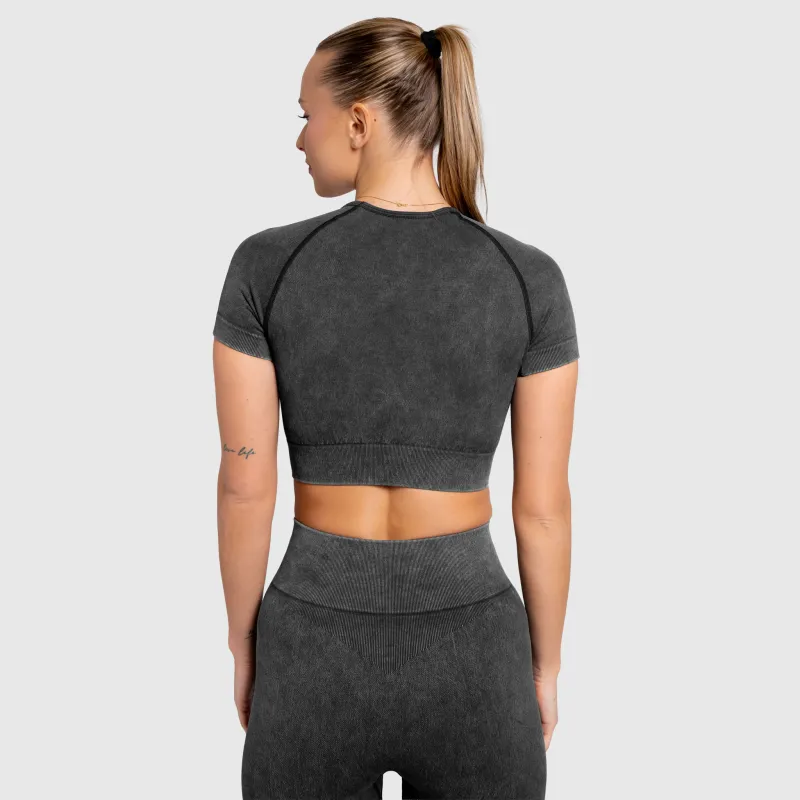 Női crop top Iron Aesthetics Faded, washed black-5