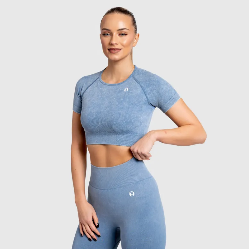 Női crop top Iron Aesthetics Faded, washed blue-1