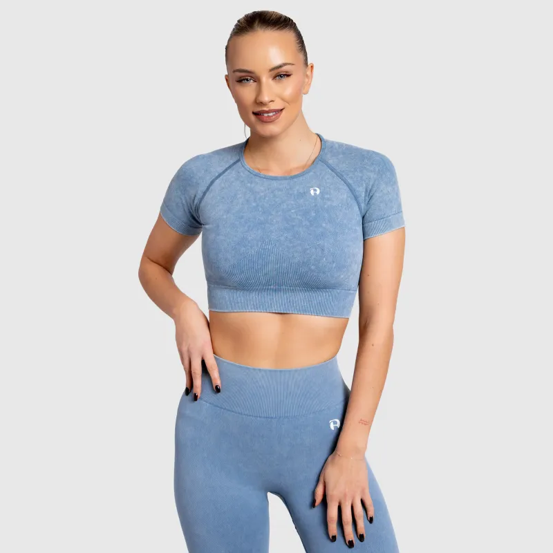 Női crop top Iron Aesthetics Faded, washed blue-3