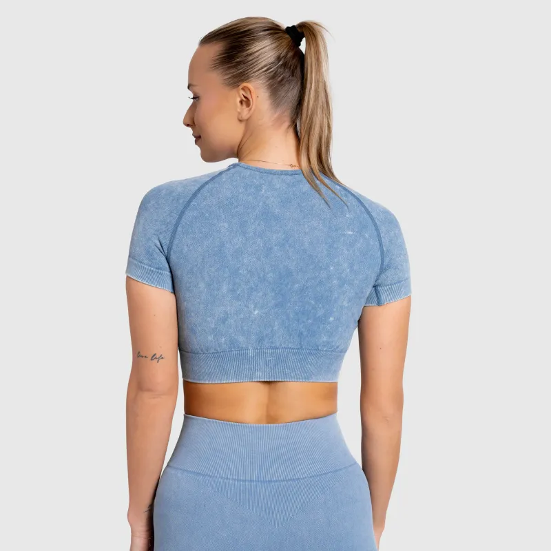 Női crop top Iron Aesthetics Faded, washed blue-4