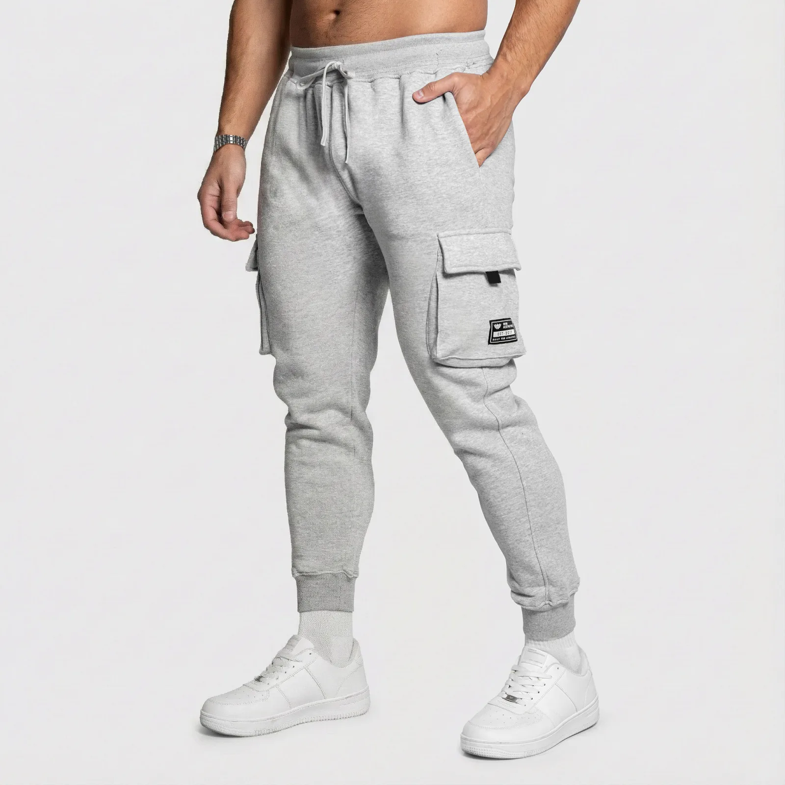 Férfi melegítőnadrág Iron Aesthetics Cargo Joggers, szürke-1
