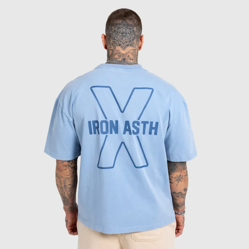 Férfi póló Iron Aesthetics X Washed, kék-4