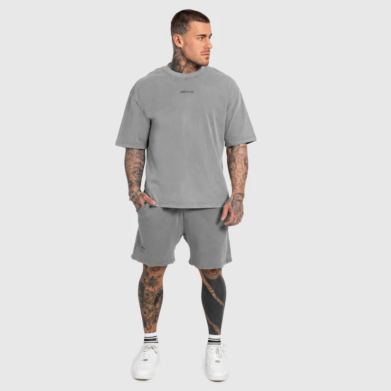 Férfi póló Iron Aesthetics X Washed, szürke-6