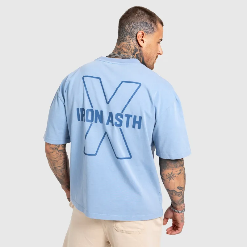 Férfi póló Iron Aesthetics X Washed, kék-6