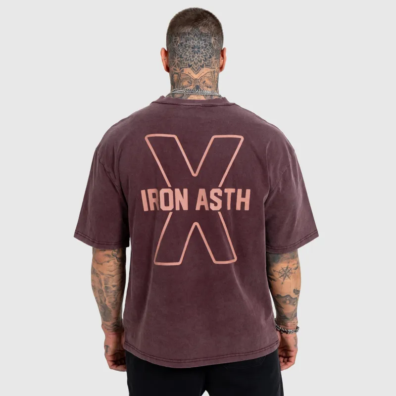 Férfi póló Iron Aesthetics X Washed, burgundy-4