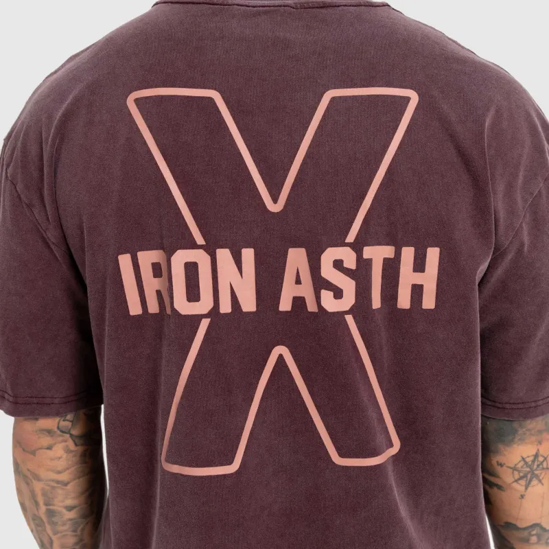 Férfi póló Iron Aesthetics X Washed, burgundy-8