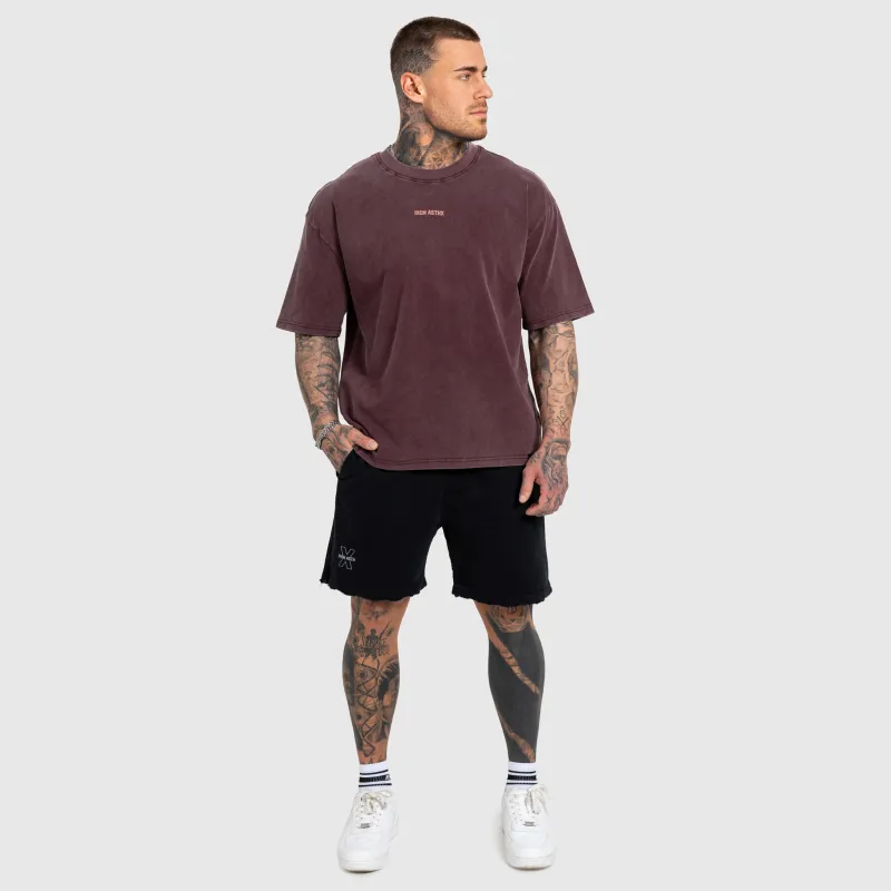Férfi póló Iron Aesthetics X Washed, burgundy-7