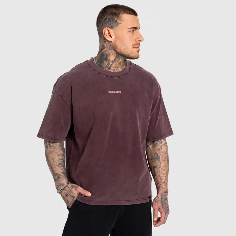 Férfi póló Iron Aesthetics X Washed, burgundy-3