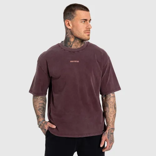 Férfi póló Iron Aesthetics X Washed, burgundy