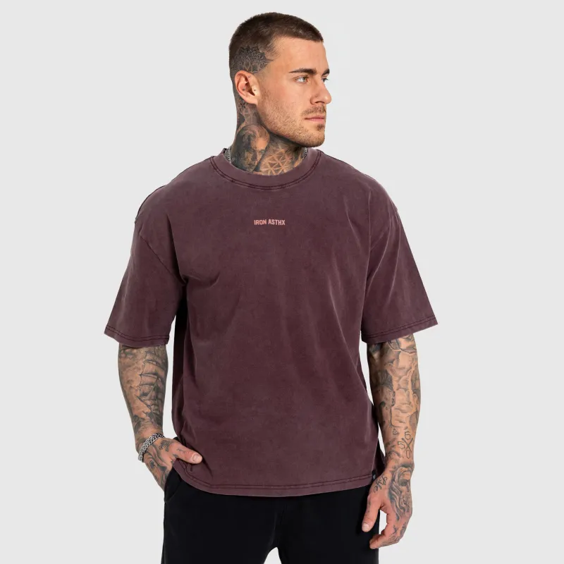 Férfi póló Iron Aesthetics X Washed, burgundy-2