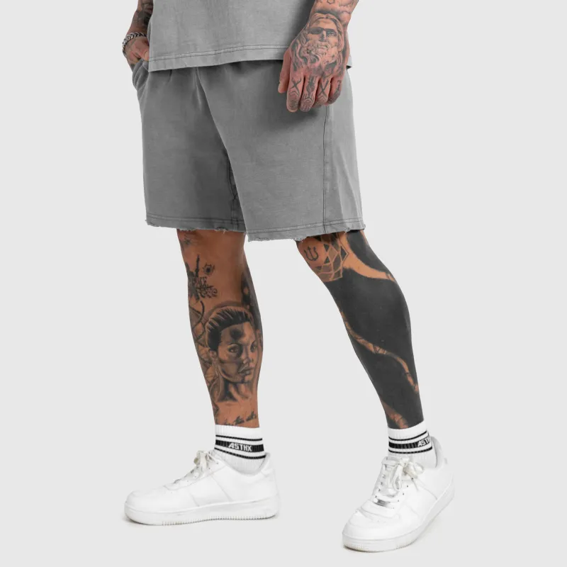 Férfi rövidnadrág Iron Aesthetics X Washed, szürke-5