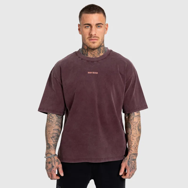 Férfi póló Iron Aesthetics X Washed, burgundy-6